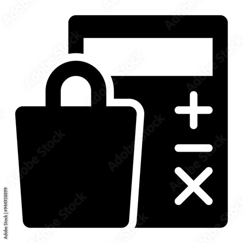 calculator, counting, shopping, checkout, pay amount solid or glyph icon