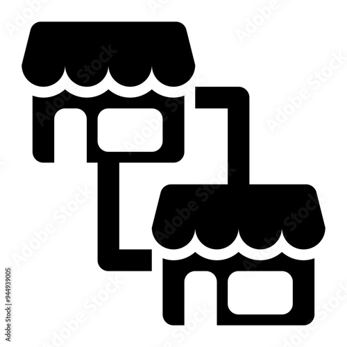 chain store, retail chain, retail network, franchise, retail solid or glyph icon