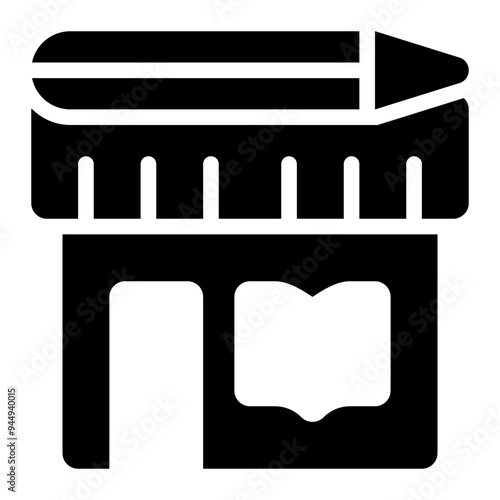 stationery, retail, stationery store, shop, stationery shop solid or glyph icon