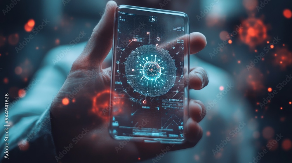 Smartphone with immunity passport on screen Smartphone with immunity passport on screen