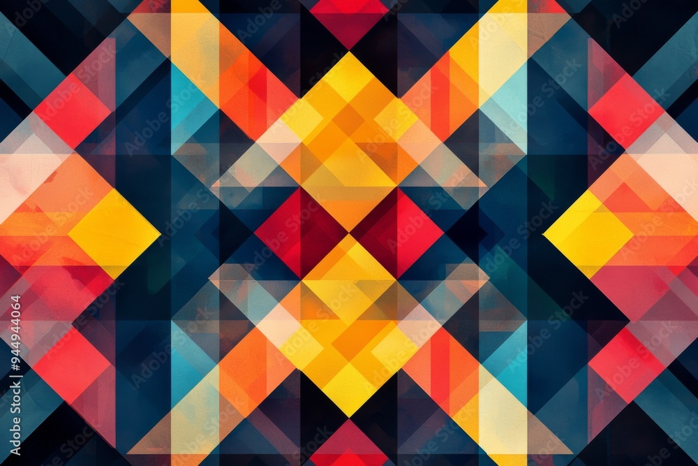 Abstract Geometric Pattern with Vibrant Colors created with Generative AI Abstract Geometric Pattern with Vibrant Colors created with Generative AI
