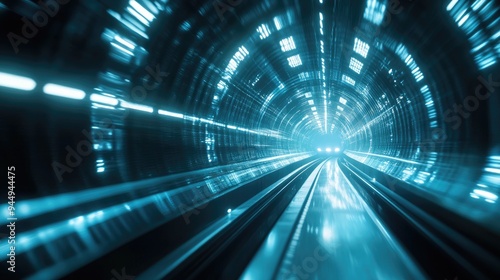 3D rendering of a futuristic tunnel illuminated by light An abstract background depicting concepts of technology transportation and science fiction