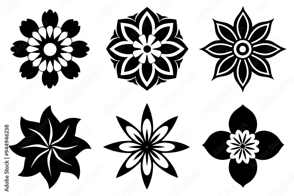Set of Floral Decorations icons vector design illustration template. Set of Floral Decorations icons vector design illustration template.