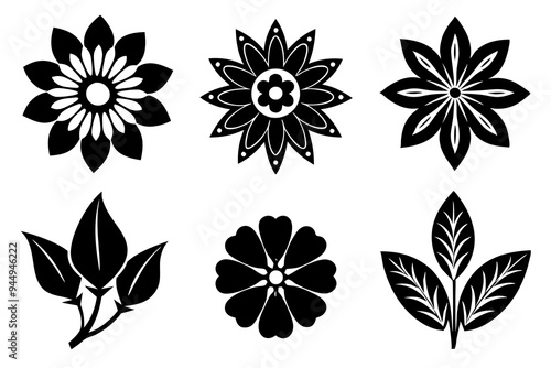 Set of Floral Decorations icons vector design illustration template.