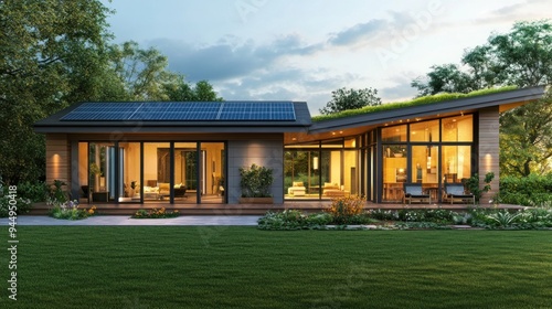 Modern Sustainable Home with Solar Panels