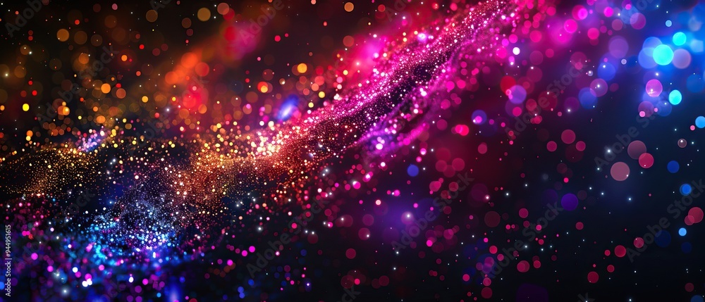 Abstract Cosmic Glow: Shimmering Particles and Vibrant Lights Abstract Cosmic Glow: Shimmering Particles and Vibrant Lights
