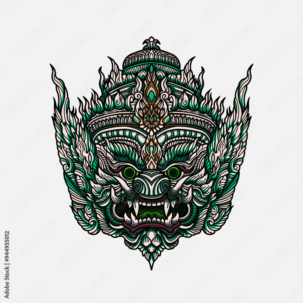 Obraz premium Indonesian javanese mask ethnic culture illustration