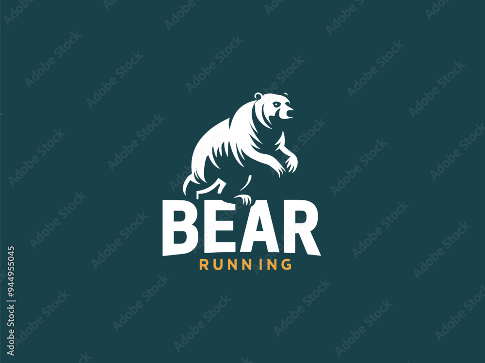 bear running logo vector illustration bear running logo vector illustration