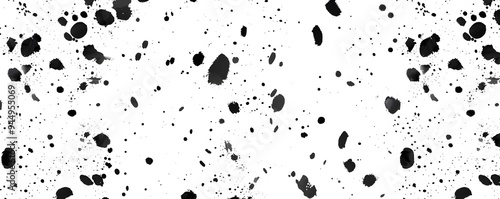 Abstract Black Ink Splashes on White Background