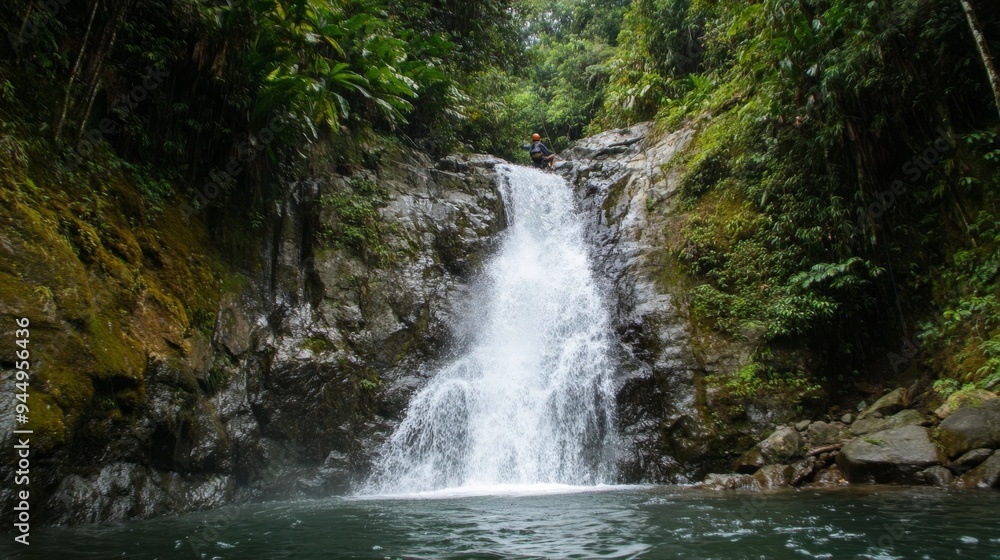 Fototapeta premium Tropical Costa Rica waterfall adventure