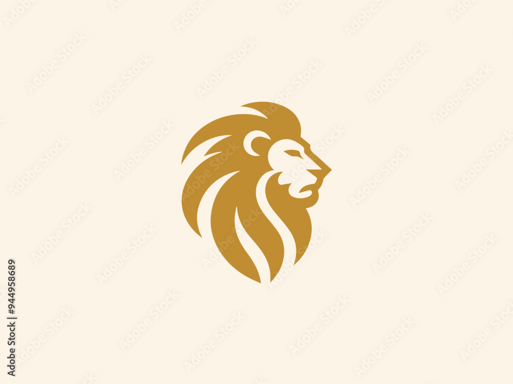 Obraz premium modern head lion logo vector. gold lion head logo design