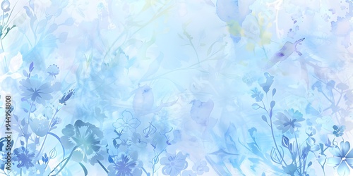 Wallpaper Mural Serene blue floral background with a beautiful watercolor effect, creating a tranquil and artistic atmosphere perfect for various designs. Torontodigital.ca