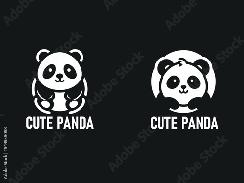 cut panda logo vector set