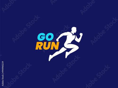player running logo vector. go run logo design