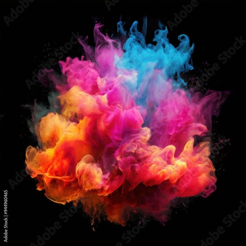 the AI Image Generator, smoke Diffuse has a variety of colors of flame background black color clashing ai generate.