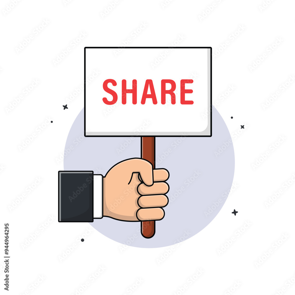 Hand with Banner Vector Illustration. Sharing Concept Design Hand with Banner Vector Illustration. Sharing Concept Design