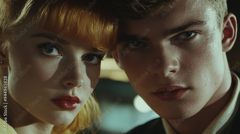 Close-up in British New Wave style, capturing the essence of emotional intensity and gritty Close-up in British New Wave style, capturing the essence of emotional intensity and gritty
