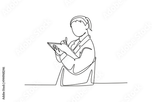 Scientist concept. Single line draw design vector graphic illustration.