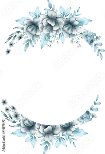 Blue Floral Arrangement Frame for Cards