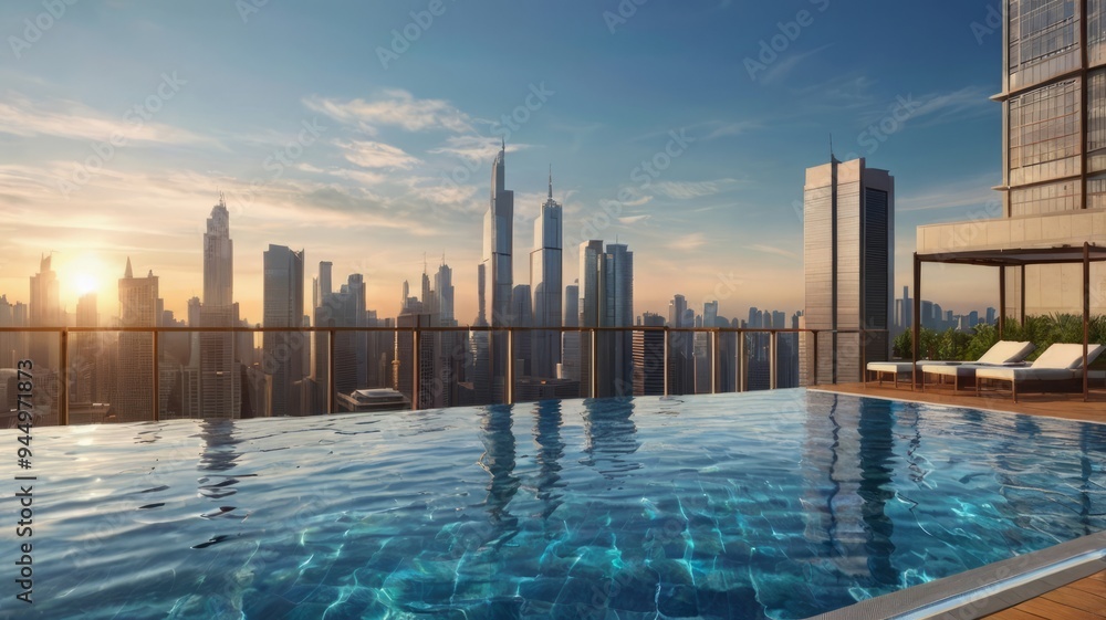 Fototapeta premium Majestic Buildings Shining Creating Beautiful Reflections