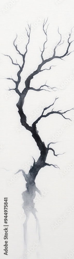 A solitary, dark tree branch stands stark against a misty background, evoking a sense of mystery and tranquility. A solitary, dark tree branch stands stark against a misty background, evoking a sense of mystery and tranquility.