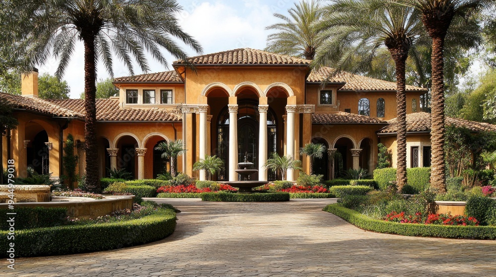 Luxury Mediterranean Villa with Palm Trees Luxury Mediterranean Villa with Palm Trees