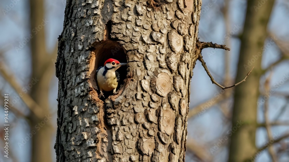 Ai generative, woodpecker on a tree Ai generative, woodpecker on a tree