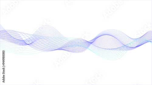 Technology abstract lines on white background. Dynamic flowing wave lines design element. Abstract wavy line vector background with blue and purple lines isolated on a white background,