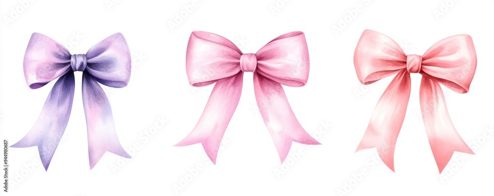 festive bows tied perfectly, set against a white background festive bows tied perfectly, set against a white background