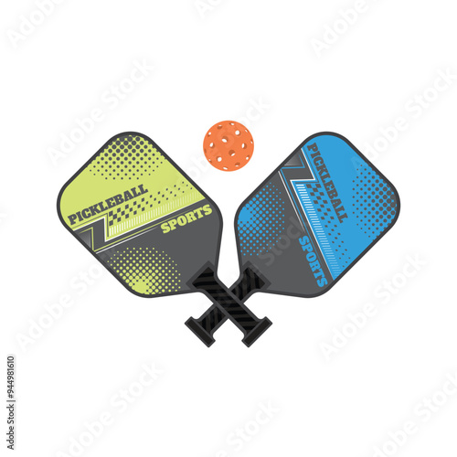Pickleball paddles and ball symbol