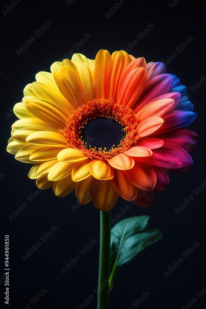Rainbow Flower on Black Background Rainbow Flower on Black Background