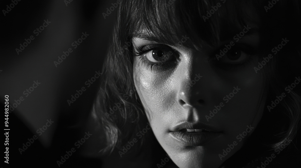 Dramatic close-up in British New Wave style, capturing the essence of personal struggles Dramatic close-up in British New Wave style, capturing the essence of personal struggles