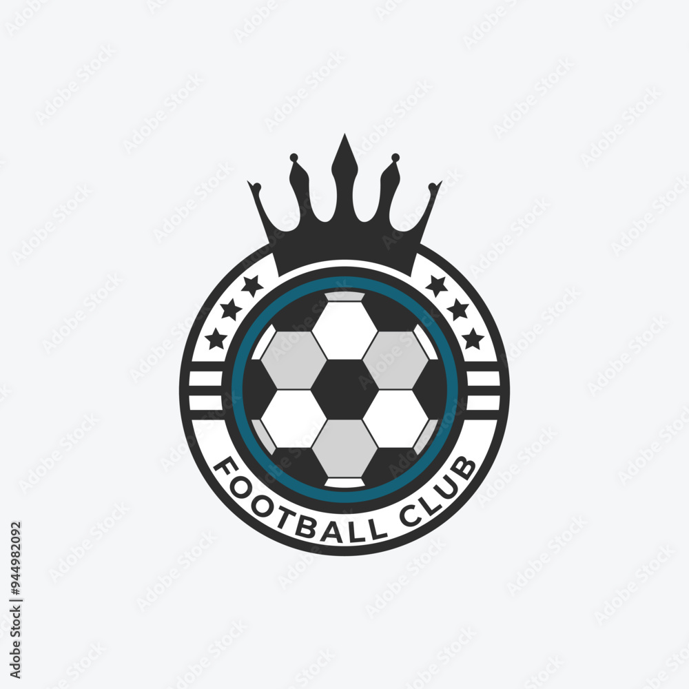 crown and soccer ball logo, football logo simple design. crown and soccer ball logo, football logo simple design.