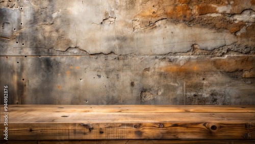 A raw concrete, vintage background with warm, earthy tones and textures like aged wood and weathered stone, suitable for artisanal or heritage products photo