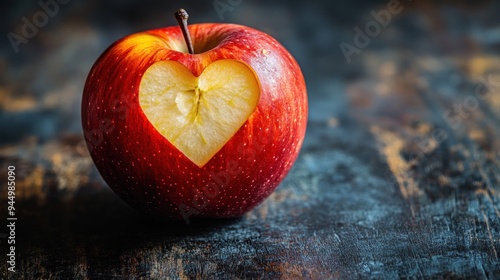 A Red Apple with a Heart Cut Out