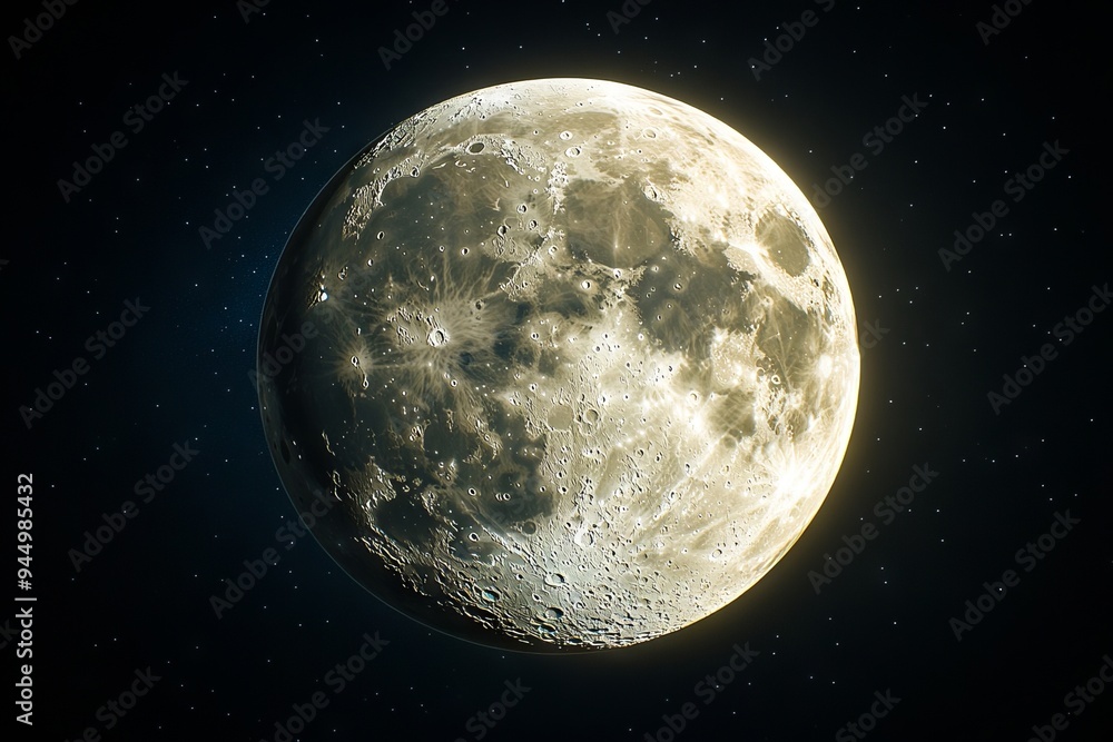 Fototapeta premium A full moon in the night sky with stars in the background