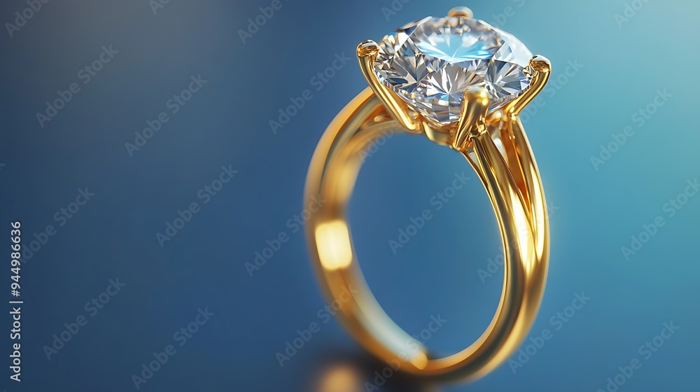 Diamond Engagement Ring with a Golden Band Diamond Engagement Ring with a Golden Band
