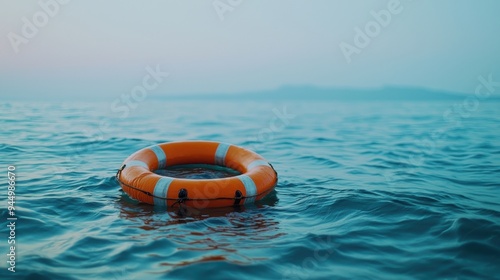 Safety equipment, Life buoy or rescue buoy floating on sea to rescue people from drowning man