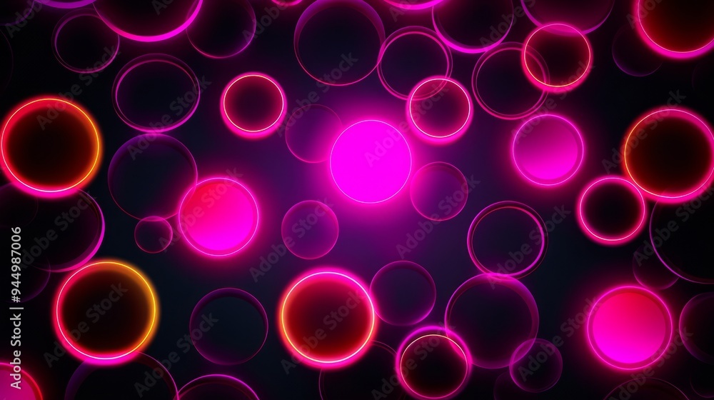 A dynamic backdrop filled with vibrant neon pink and yellow circles, creating an energetic atmosphere ideal for various design applications A dynamic backdrop filled with vibrant neon pink and yellow circles, creating an energetic atmosphere ideal for various design applications
