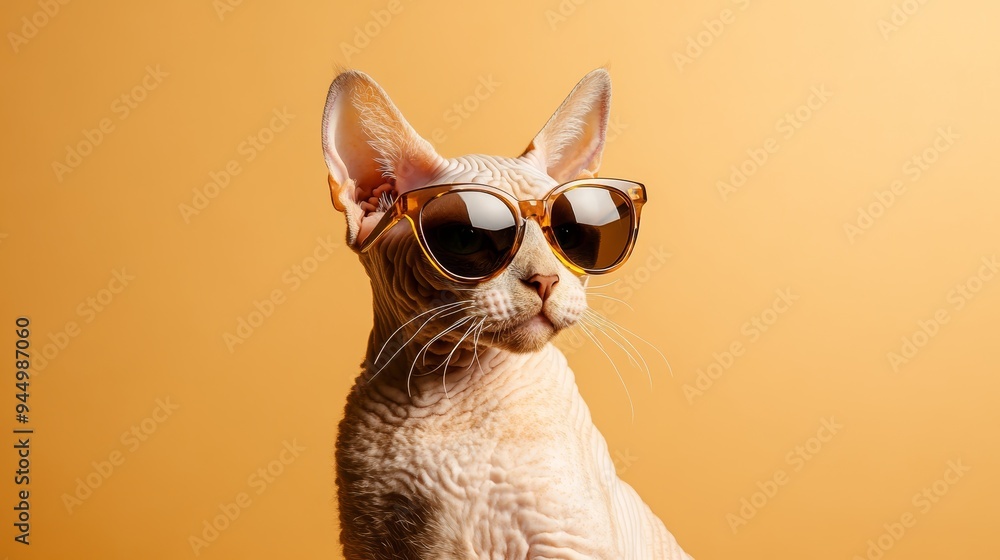 Fototapeta premium Cool Sphynx Cat Wearing Sunglasses