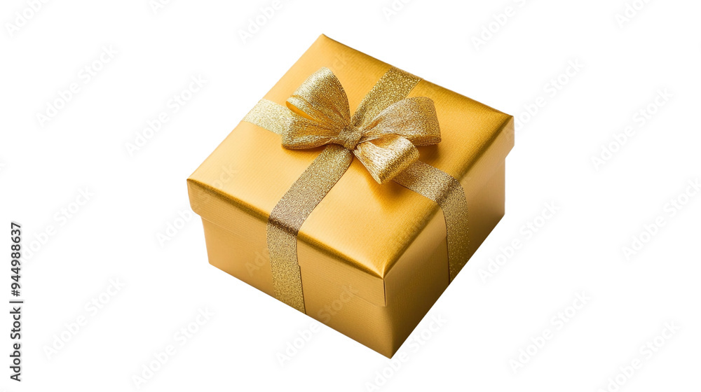 golden gift box with bow isolated on white background golden gift box with bow isolated on white background