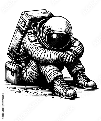 Sad depressed astronaut
