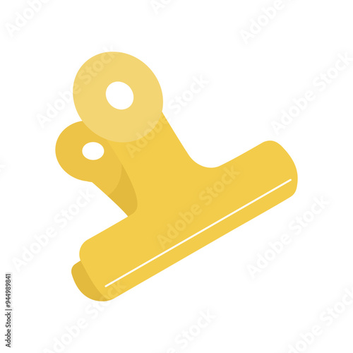 Bulldog clips vector illustration. Office or school stationery supplies. Organize files.