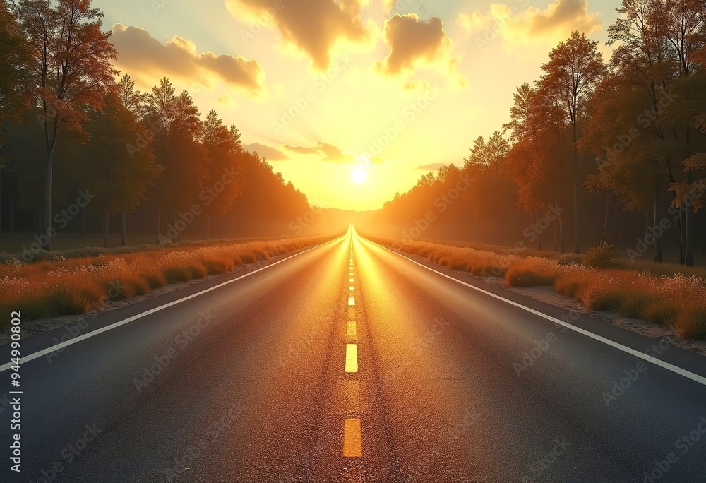 A long, straight road cutting through a rural landscape with trees lining the sides A long, straight road cutting through a rural landscape with trees lining the sides