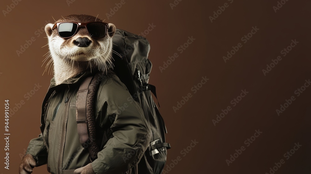Cool Otter in Sunglasses and Backpack Ready for Adventure Cool Otter in Sunglasses and Backpack Ready for Adventure