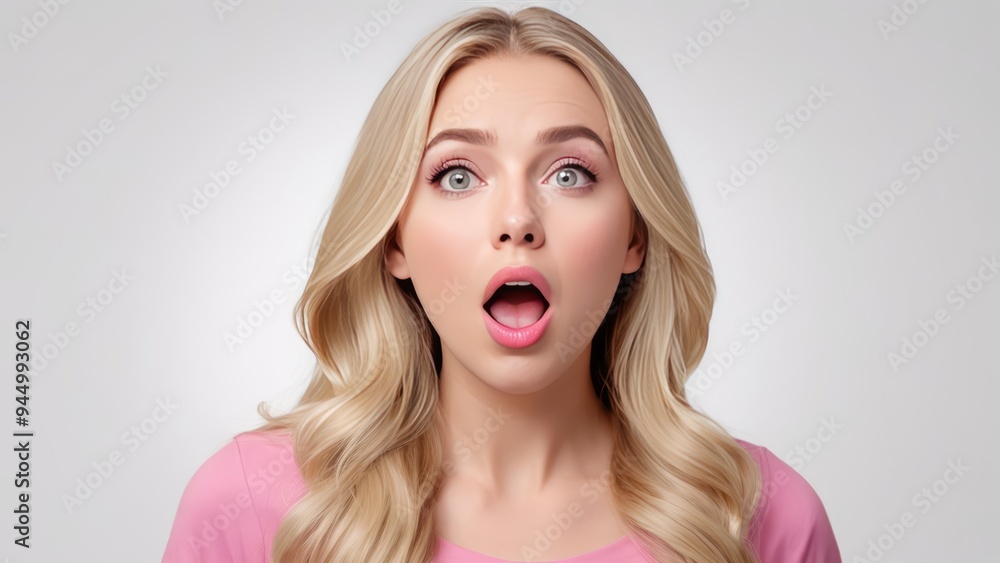 Hungarian woman with a expression surprised face on white background Hungarian woman with a expression surprised face on white background