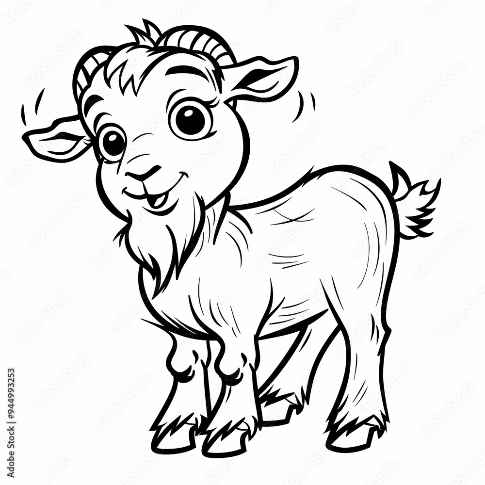 cartoon of a Goat children coloring book page cartoon of a Goat children coloring book page