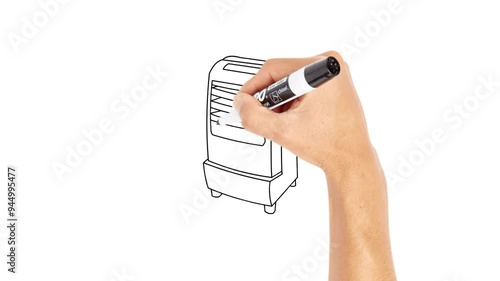 Animated sketch vector drawing doodle Air Cooler drawn in black illustration