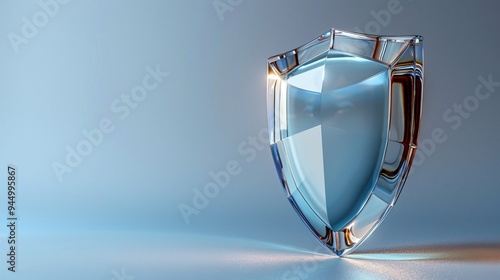 Transparent 3D rendering of a glass barrier on a blank backdrop with room for text.