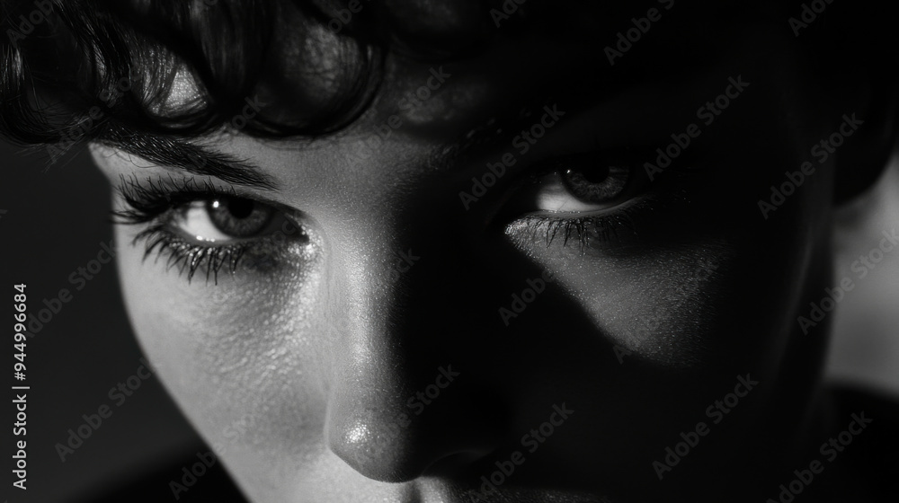 Fototapeta premium Dramatic close-up in British New Wave style, capturing the essence of personal struggles